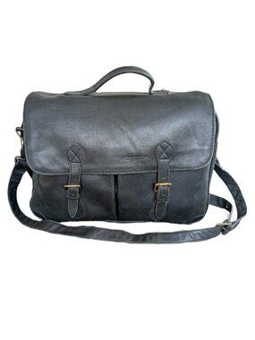 Ellington Black Leather Shoulder Bag/Briefcase - Portland OR adjustable strap